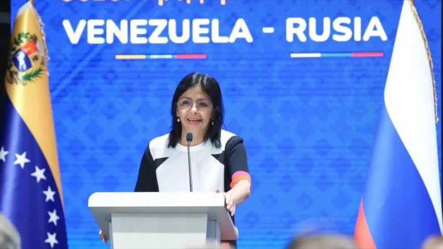 La vicepresidenta venezolana, Delcy Rodríguez, durante una reunión del Consejo Empresarial con Rusia, en Caracas, 6 de noviembre de 2024.