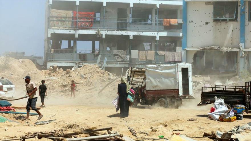 Escuela que servía de refugio a los desplazados fue destruida por los bombardeos israelíes en Gaza. (foto: ONU)