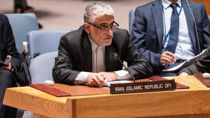 El representante permanente de Irán ante la Organización de las Naciones Unidas (ONU), Amir Said Iravani, durante una sesión del Consejo de Seguridad.