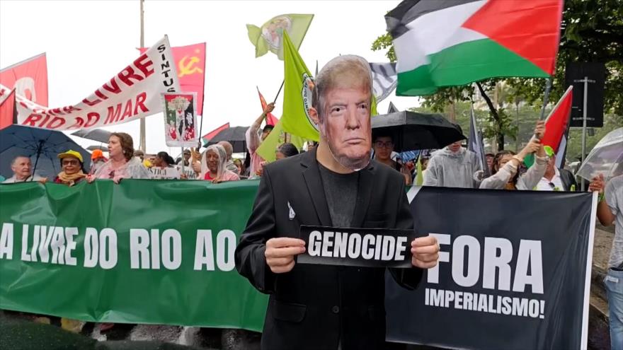 Manifestantes en la Cumbre G20 repudian genocidio israelí en Gaza 