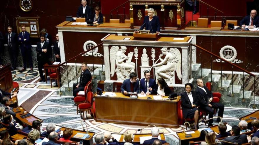 El Parlamento de Francia durante la votación de la moción de censura contra premier Michel Barnier, 4 de diciembre de 2024. 