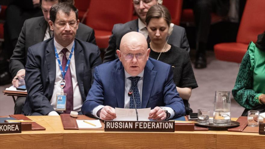 El representante permanente de Rusia ante la ONU, Vasili Nebenzia, en una reunión del Consejo de Seguridad de la ONU. (Foto: Getty Images)