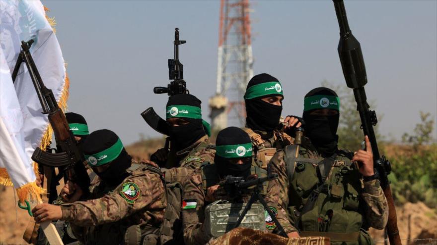 Algunos miembros de las Brigadas Ezzedin Al-Qassam, brazo militar del Movimiento de Resistencia Islámica de Palestina (HAMAS).