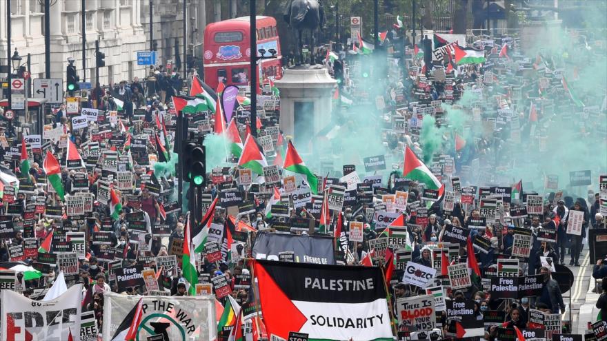 Manifestantes pro-Palestina marcharon por las calles de Londres, pasando por el Parlamento y Downing Street (Foto:Reuters)