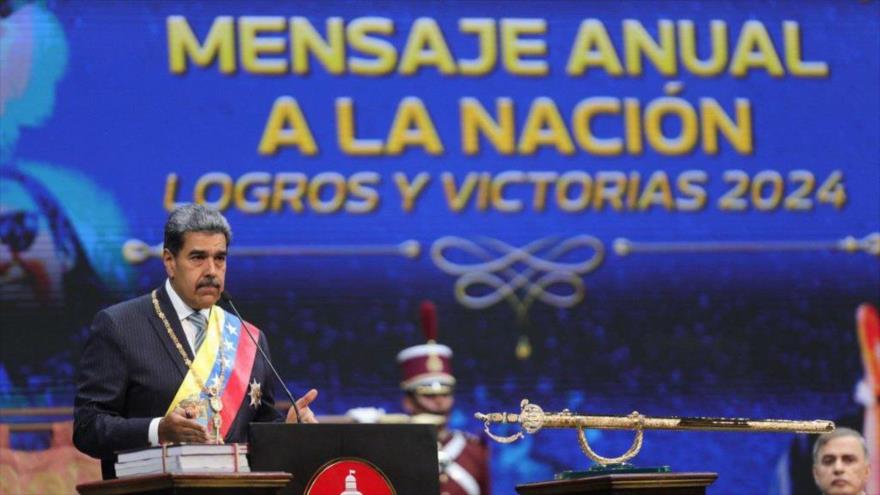 El presidente de Venezuela, Nicolás Maduro, durante la presentación de su mensaje anual, 15 de enero de 2025.