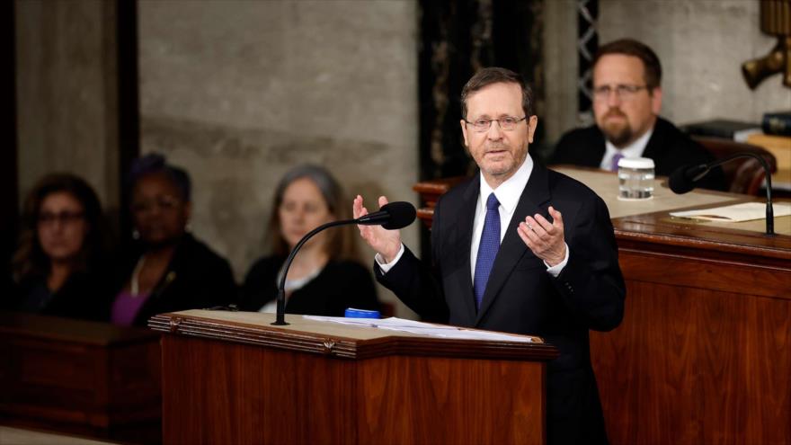 El presidente israelí, Isaac Herzog, durante una reunión, Washington, Estados Unidos.