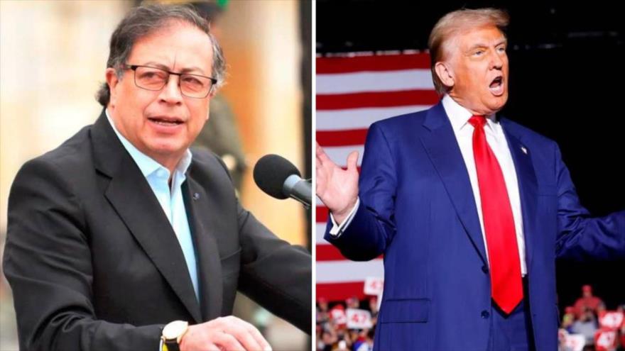 El presidente de Colombia, Gustavo Petro (izda.) y su par estadounidense, Donald Trump.