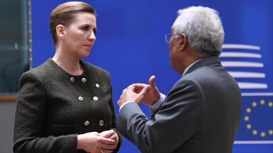 El presidente del Consejo Europeo, António Costa y la primera ministra danesa, Mette Frederiksen