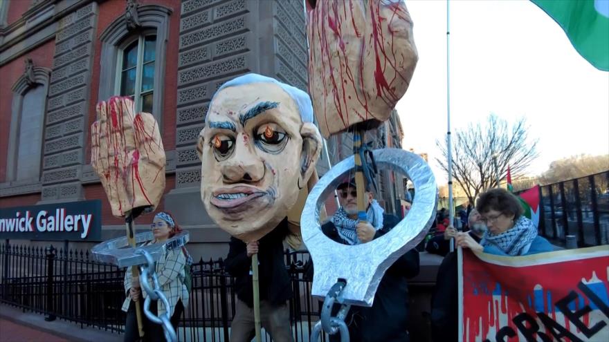 Manifestantes denuncian presencia del “genocida” Netanyahu en Washington