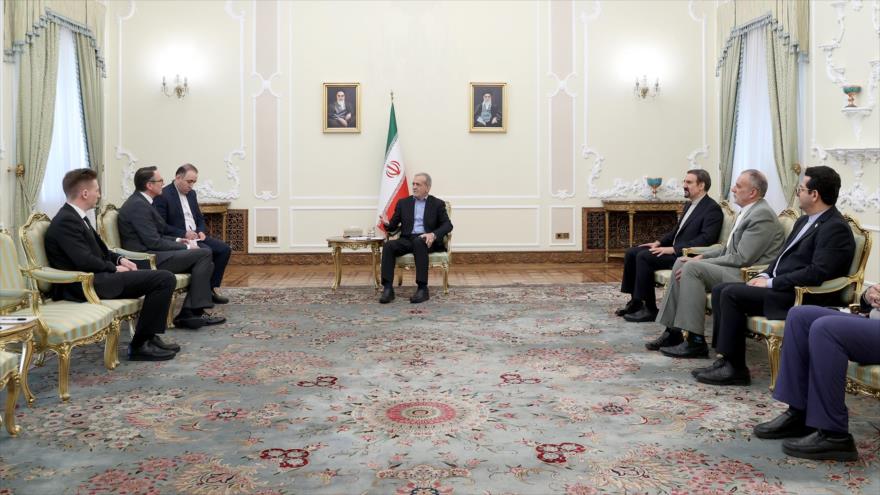 El presidente de Irán, Masud Pezeshkian, se reúne con la delegación diplomática de Suecia en Teherán, 5 de febrero de 2025. (Foto: President.ir)