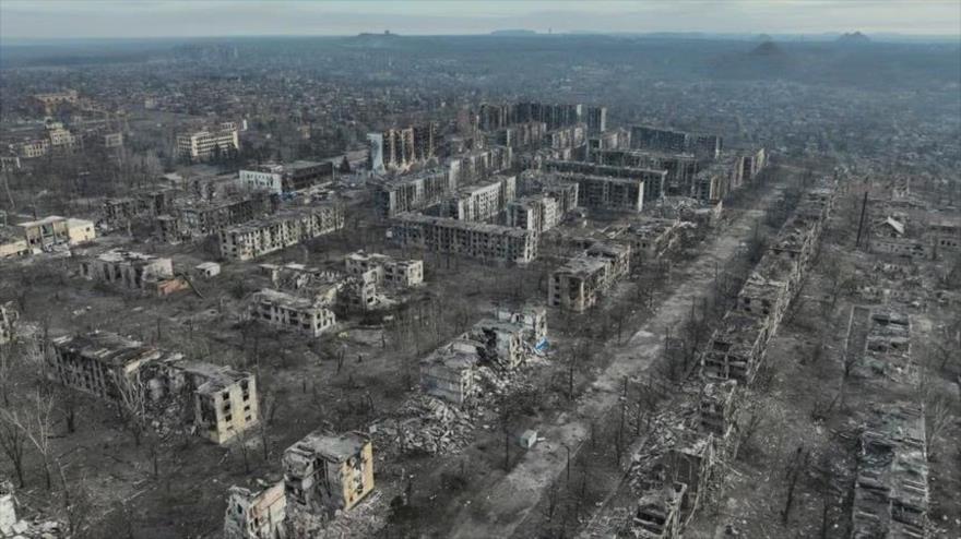 Una imagen aérea de la ciudad de Dzerzhinsk, en la República Popular de Donetsk, en el este de Ucrania.