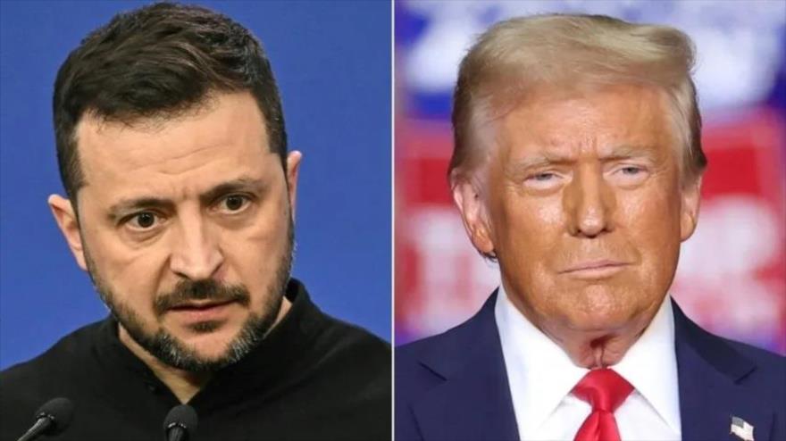 Presidente ucraniano, Vlodimir Zelenski (izq) y su homólogo estadounidense Donald Trump