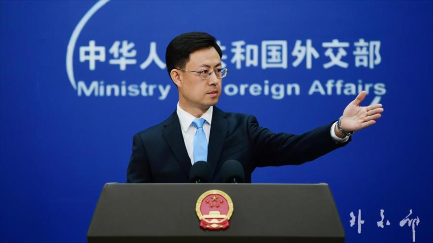 
El portavoz de la Cancillería china, Guo Jiakun, durante una rueda de prensa.
