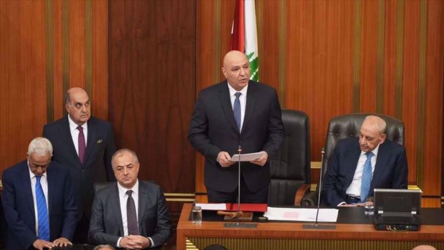 Joseph Aoun aparece, en el centro, en su ceremonia de investidura como presidente del Líbano, el 9 de enero de 2025.