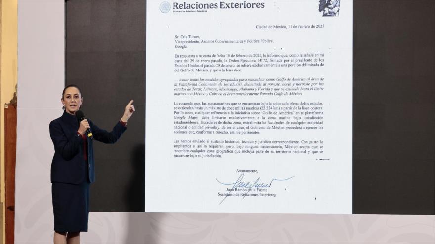 La presidenta de México, Claudia Sheinbaum, en su conferencia de prensa matutina en Palacio Nacional de Ciudad de México, 17 de febrero de 2025. (Foto: EFE)