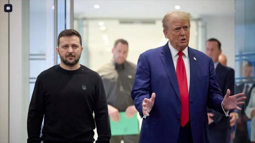 El presidente ucraniano, Volodímir Zelenski (izda.), y presidente de EE.UU., Donald Trump, en Nueva York, septiembre de 2024. 