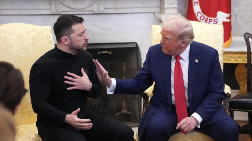 El presidente de Ucrania, Volodímir Zelenski (izqda) junto a su par estadounidense, Donald Trump, el 28 de febrero de 2025. (foto: Getty Images)