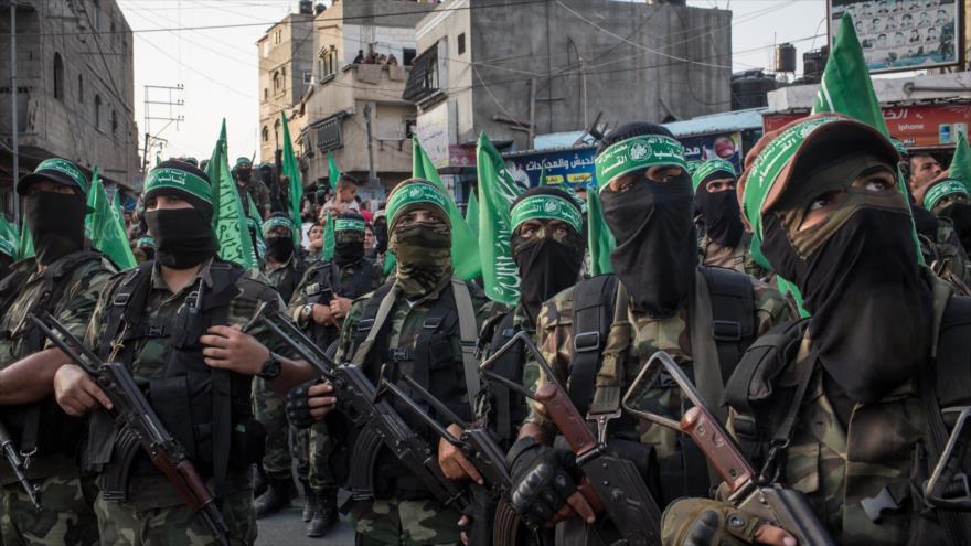 Combatientes de HAMAS durante un desfile militar en la Franja de Gaza.