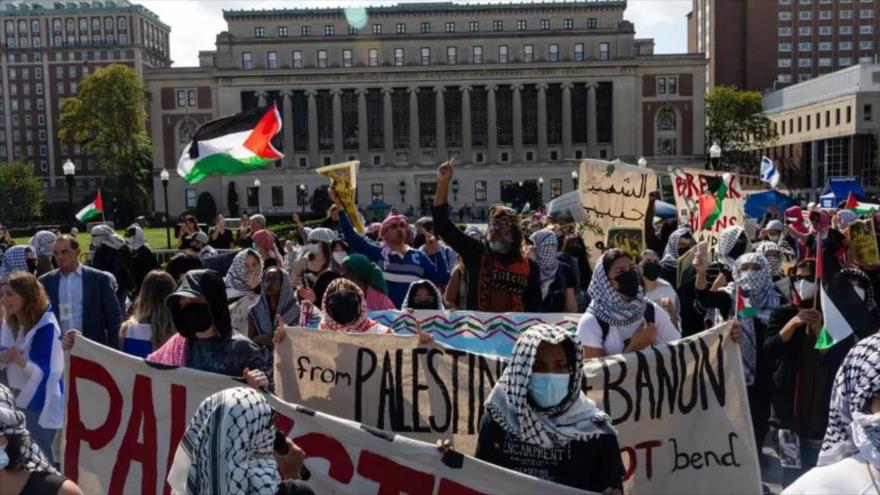 Una protesta a favor de Palestina en la Universidad de Columbia en la ciudad de Nueva York, 7 de octubre de 2024. (Foto: Getty Images)