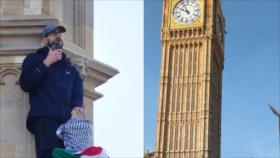 Activista grita “Palestina Libre” desde alturas de la torre del Big Ben