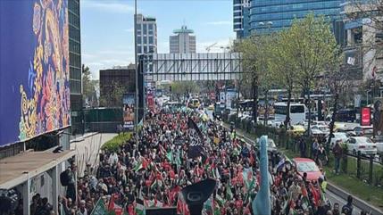 Miles de turcos protestan en Estambul a favor de Palestina 