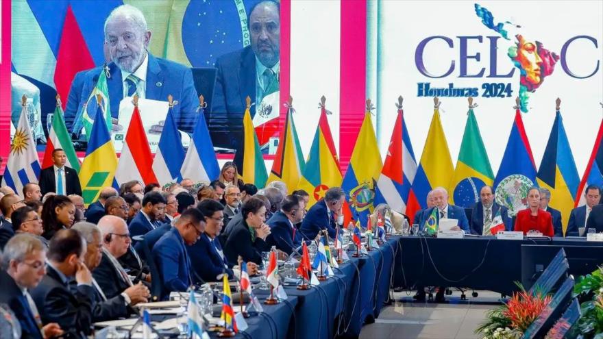 El presidente de Brasil, Luiz Inácio Lula da Silva ofrece discurso en la IX Cumbre de la Celac en Tegucigalpa, capital de Honduras, 9 de abril de 2025.
