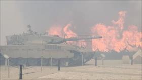 Enormes incendios se propagan y arrasan tanques israelíes 