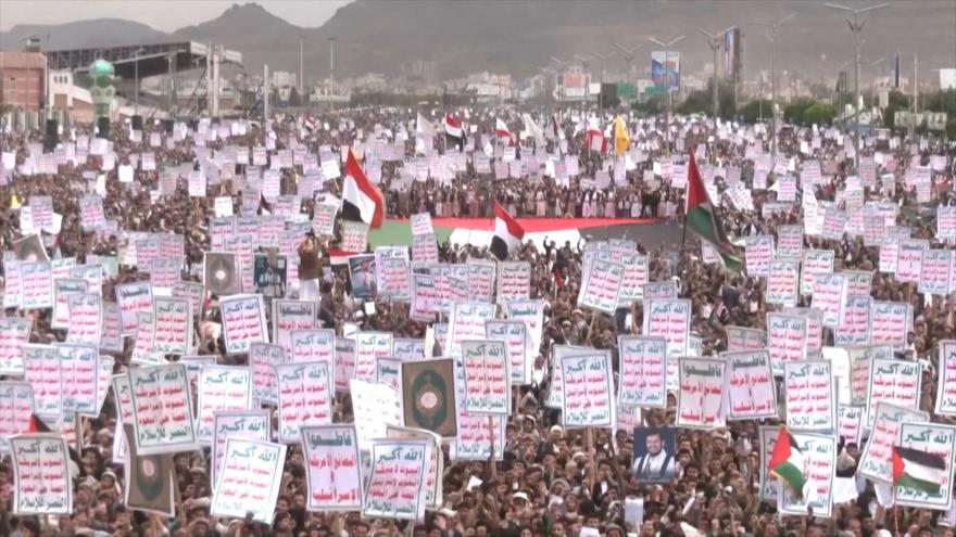 Millones de yemeníes protestan contra guerra israelí en Gaza