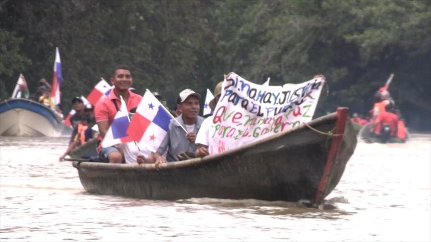 Campesinos protestan en rechazo del embalse en Río Indio de Panamá