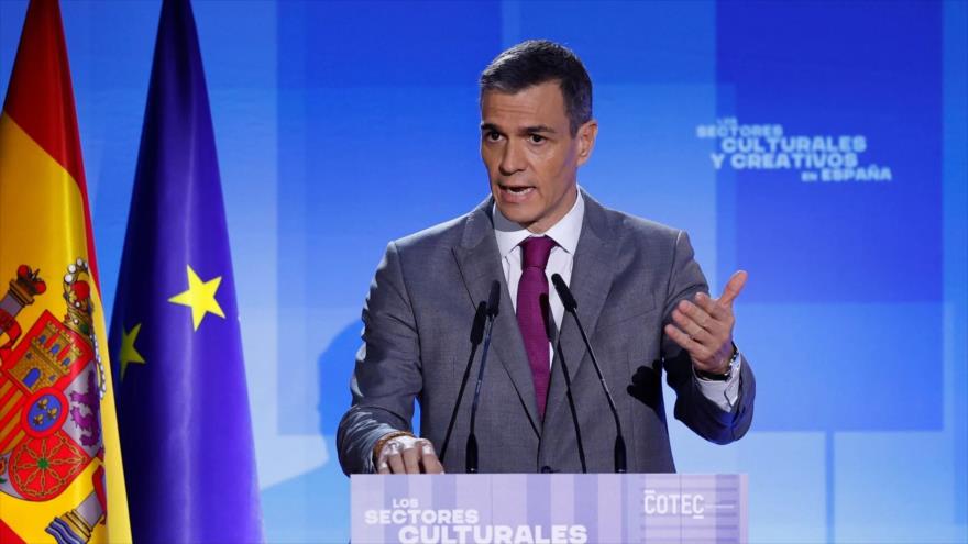 El presidente del Gobierno de España, Pedro Sánchez, en la Fundación Cotec, 19 de mayo de 2025.
