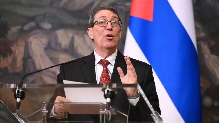 El canciller cubano, Bruno Rodríguez, habla durante una conferencia de prensa conjunta con su homólogo ruso en Moscú, 12 de junio de 2024. (Foto: AFP)