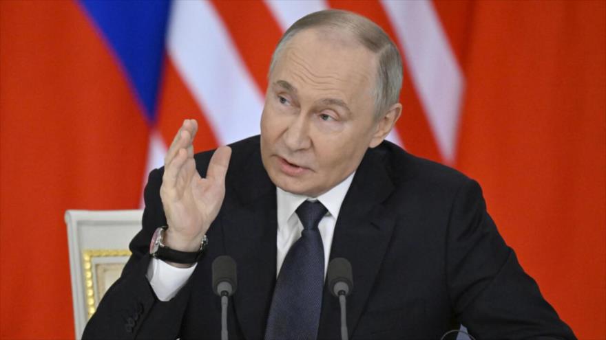 El presidente ruso, Vladímir Putin, durante una rueda de prensa, Moscú, 14 de mayo de 2025. (Foto: AFP)