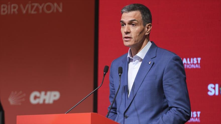 El presidente del Gobierno de España, Pedro Sánchez, durante su intervención en el Consejo de la Internacional Socialista, Estambul, 24 de mayo de 2025.