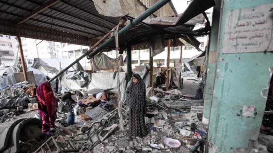Estado en que quedó la escuela Fahmi al-Jarjawi en la ciudad de Gaza tras un ataque aéreo israelí, 26 de mayo de 2025, (Foto: Anadolu)
