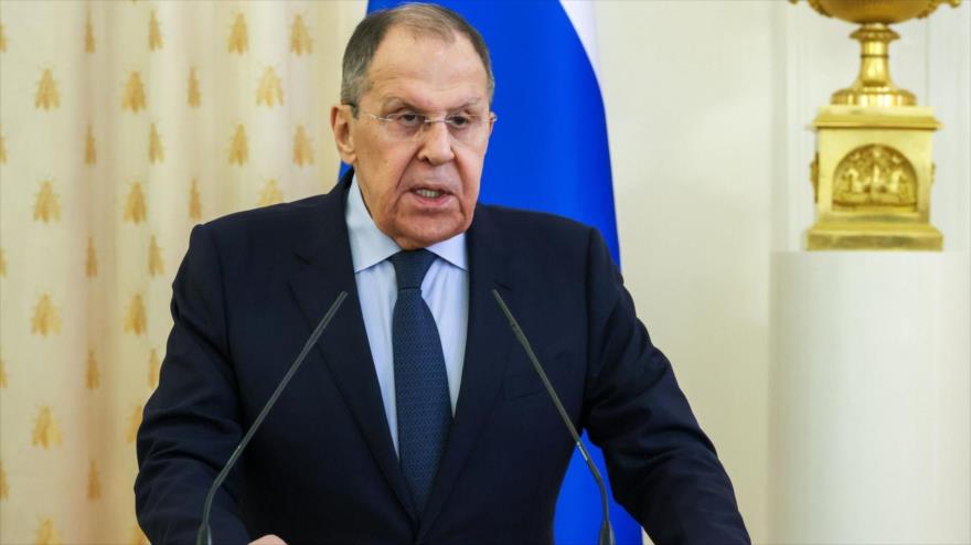 El ministro de Exteriores de Rusia, Sergei Lavrov, durante una rueda de prensa. (Foto: EP)