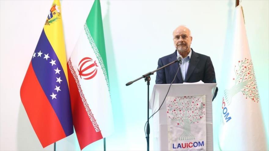 El presidente del Parlamento de Irán, Mohamad Baqer Qalibaf, en LAUICOM, Venezuela, 2 de junio de 2025. 
