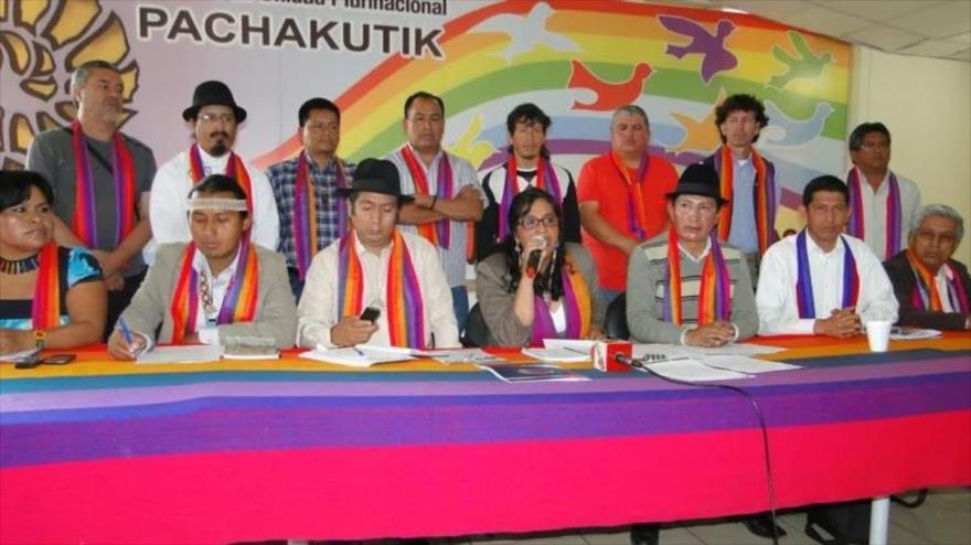 Los dirigentes del Movimiento de Unidad Plurinacional Pachakutik de Ecuador, reunidos en un Consejo Político.