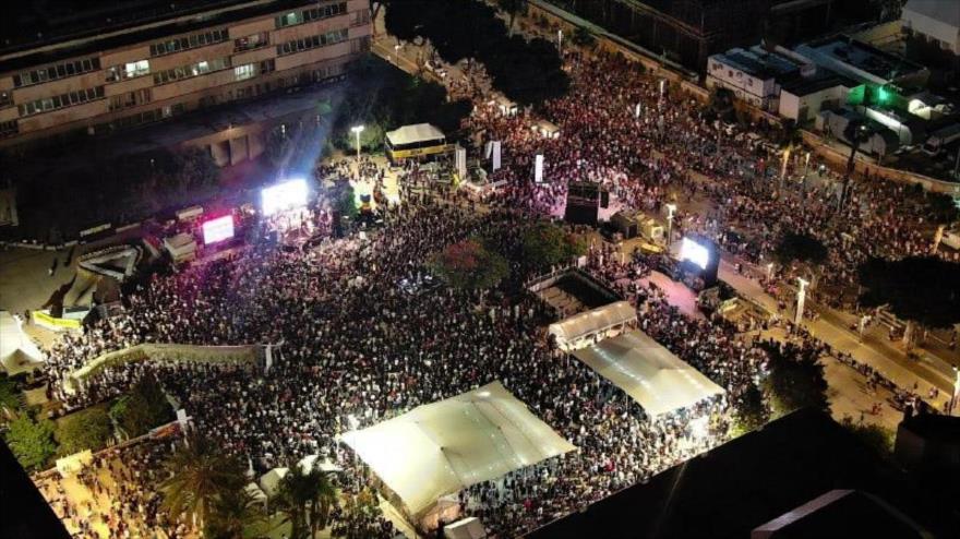 Las manifestaciones en Tel Aviv en contra de la continuación de guerra israelí en Gaza, 7 de junio de 2025.