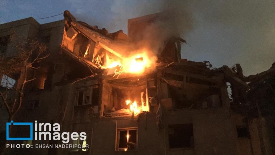 Un edificio en Teherán alcanzado por un ataque israelí contra la capital iraní, 13 de junio de 2025.
