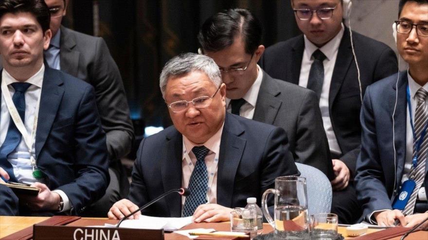 El representante permanente chino ante la ONU, Fu Cong, durante una reunión del Consejo de Seguridad.
