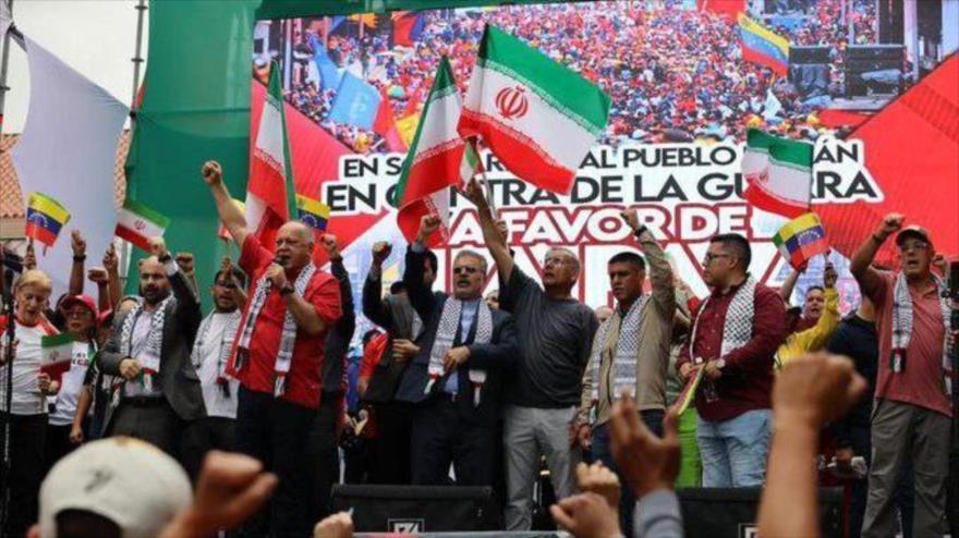 Una gran marcha en apoyo a Irán en Caracas, capital de Venezuela, 19 de junio de 2025.