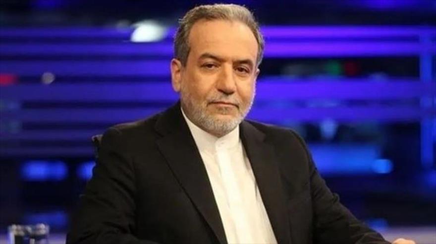 El canciller de Irán, Seyed Abás Araqchi, en una entrevista televisada.
