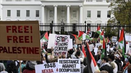 Activistas protestan frente a la Casa Blanca por reunión Trump-Netanyahu