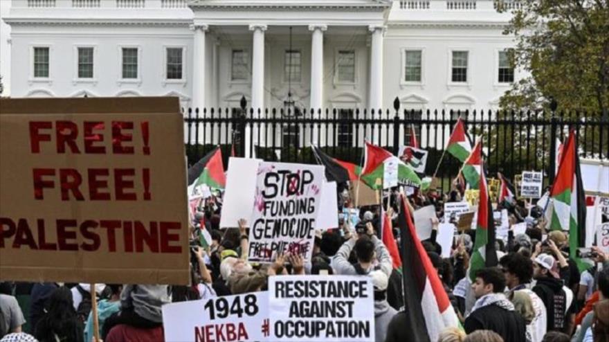 La protesta de activistas pro Palestina ante Casa Blanca. 