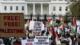 Activistas protestan frente a la Casa Blanca por reunión Trump-Netanyahu