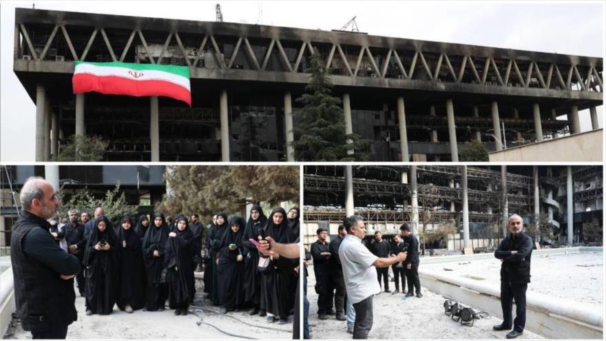 El jefe de la IRIB de la República Islámica de Irán, durante una visita al edificio de cristal, Teherán, 9 de junio de 2025. 