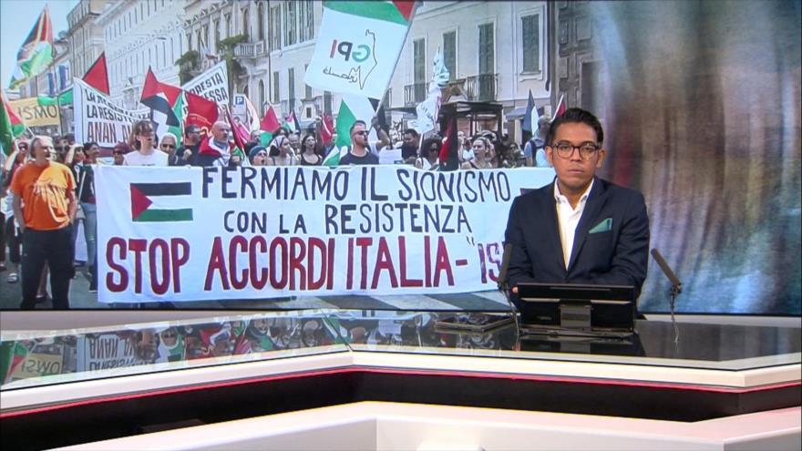 Marcha propalestina en Italia denuncia el desplazamiento forzoso en Gaza - Noticiero 21:30