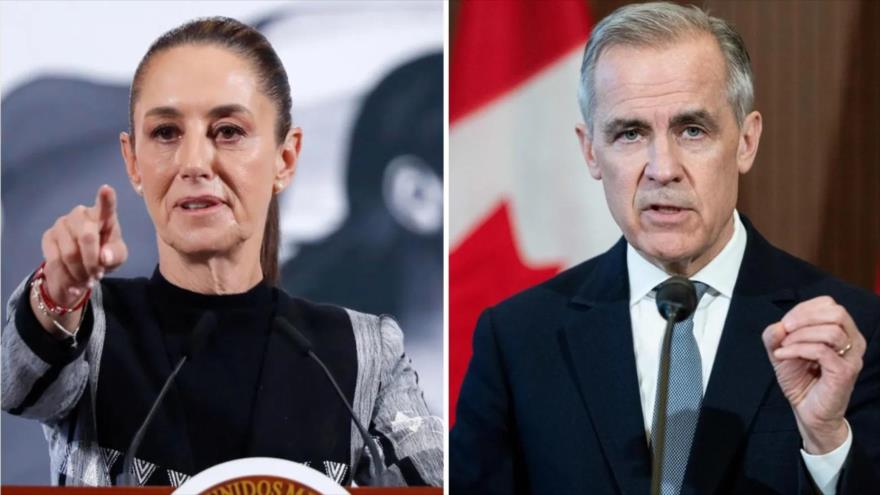 La presidente mexicana, Claudia Sheinbaum Pardo (izqda.) y el primer ministro de Canadá, Mark Carney. (Foto: EFE)