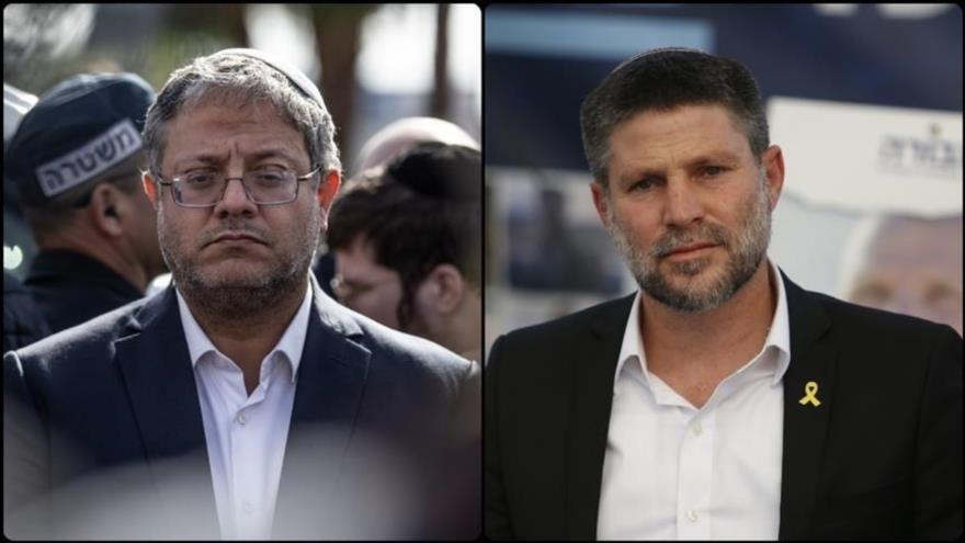 El ministro israelí de seguridad interna, Itamar Ben Gvir (izquierda) y el ministro israelí de finanzas, Bezalel Smotrich (derecha). (foto: Anadolu)