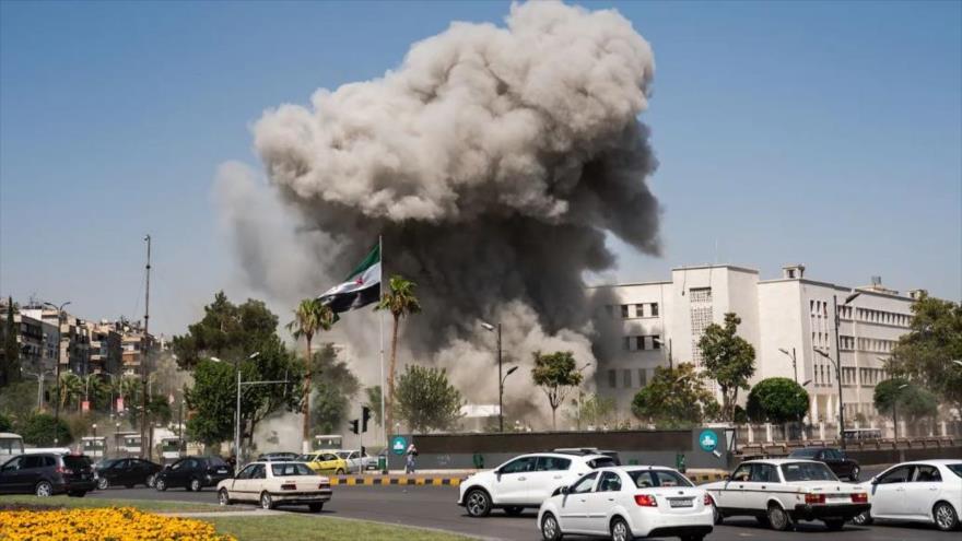 Ataque israelí contra edificio del Ministerio de Defensa sirio, Damasco, Siria, 16 de julio de 2025.